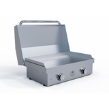Le Griddle 75 Series griddle with the optional stainless lid closed over the cooking surface