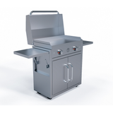 Le Griddle Ranch Hand GEE75 on the optional GFCART75 portable cart with the lid fitted