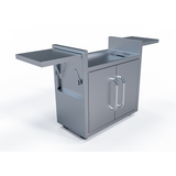 Le Griddle GFCART75 portable cart in brushed 304 stainless steel, side shelves folded