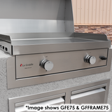 Le Griddle stainless trim kit shown installed, finishing the cabinet opening around a griddle