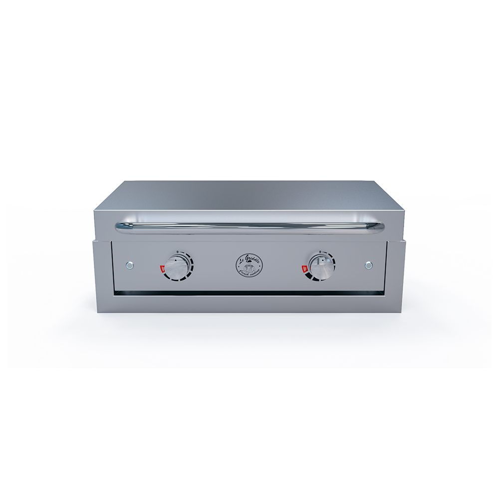 Le Griddle Ranch Hand GEE75 built in with the optional GFFRAME75 stainless trim kit