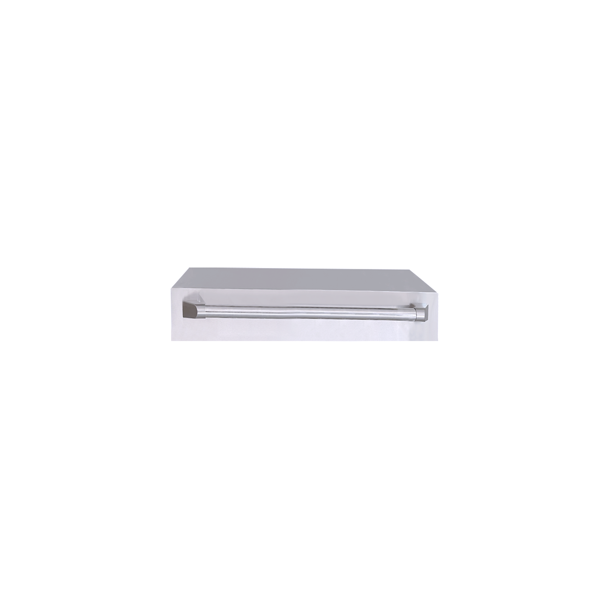 Le Griddle OMLLID40 stainless lid shown open, needing 24 inches of depth clearance