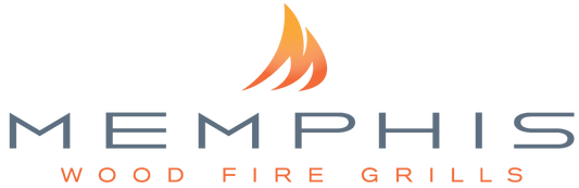 The Memphis Wood Fire Grills logo, with an orange and yellow flame icon above MEMPHIS in grey lettering and WOOD FIRE GRILLS in orange, on a transparent background