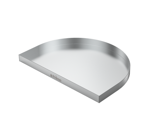 Primo half drip pan for Oval X-Large ceramic grill, catches drippings during indirect cooking