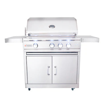RCS Cutlass Pro 30" Freestanding Cart Grill - 3 Burners, 45,000 BTUs, 304 Stainless Steel with Rotisserie