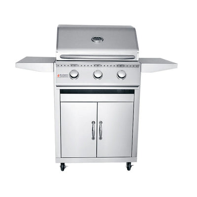 RCS 26" Premier Freestanding Grill Cart showcasing its premium-grade stainless steel construction and stylish design for outdoor grilling enthusiasts.