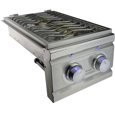 RCS Cutlass Pro Double Side Burner RDB1EL - 2 Burners, 24,000 BTUs, Stainless Steel