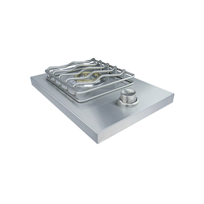 RCS Cutlass Single Side Burner with heavy duty 12,000 BTU burner and stainless steel construction for outdoor cooking.