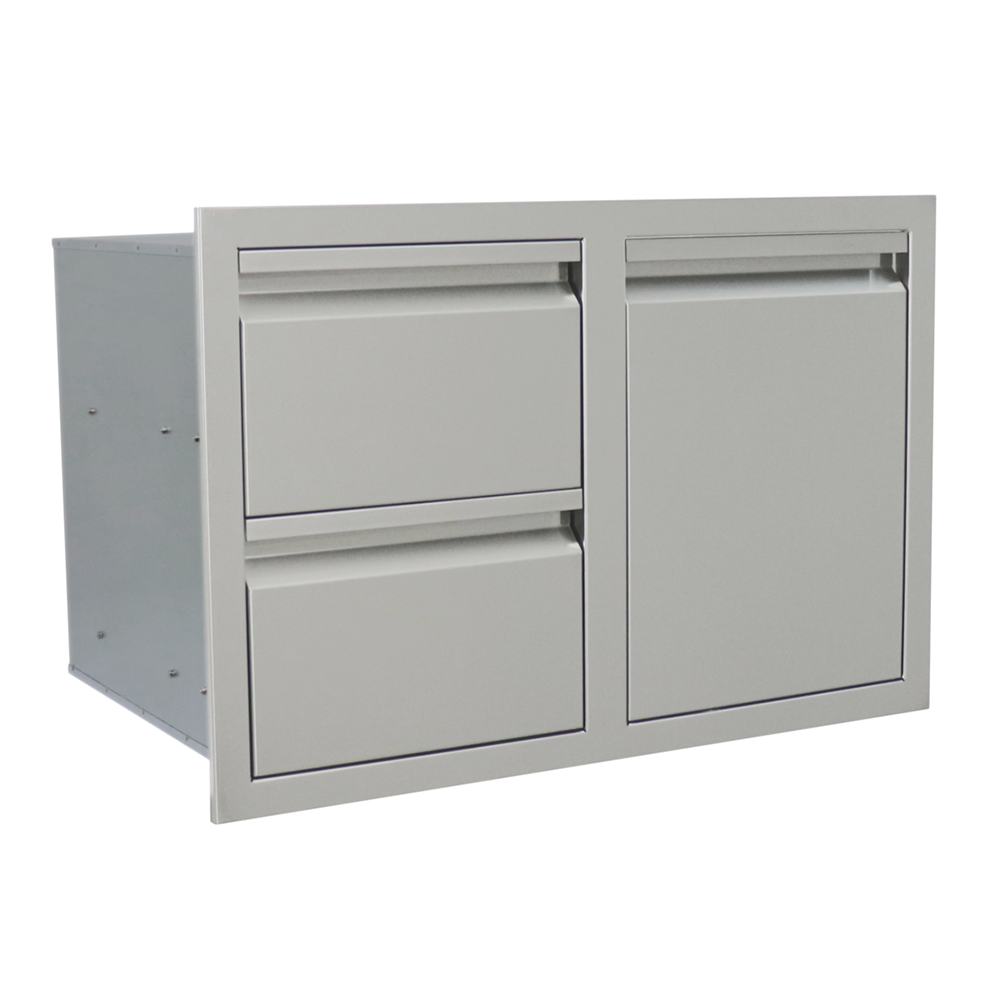 RCS Valiant double drawer with propane tank drawer, stainless steel, front view VDCL1