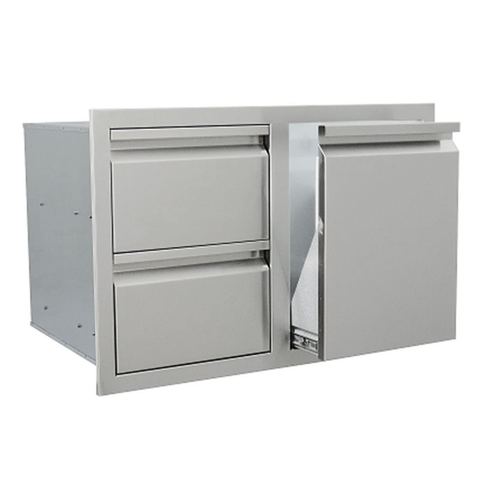 RCS Valiant stainless double drawer and propane storage combo, detail view VDCL1