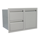 RCS Valiant double drawer with propane tank drawer, stainless steel, front view VDCL1