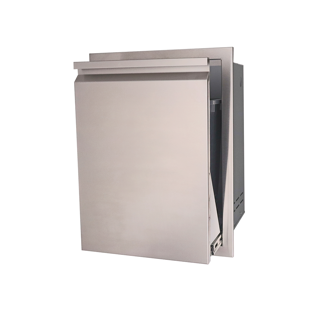 RCS Valiant 304 stainless trash and LP bottle drawer, detail view VTD1