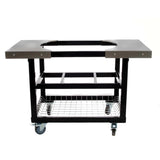 Primo cart base with basket and stainless steel side shelves for Oval Junior ceramic charcoal grill