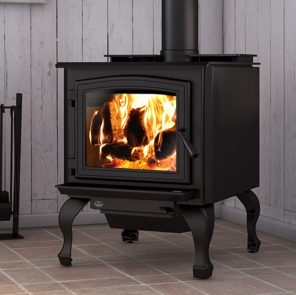 Osburn 3300 Wood Stove with Brushed Nickel Legs with Blower