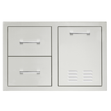 33" 2-Drawer & Vented Trash or LP Tank Pullout Drawer Combo