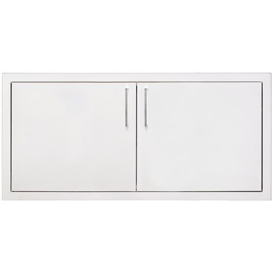 TrueFlame 36-inch stainless steel double access doors with vertical bar handles for outdoor kitchen island