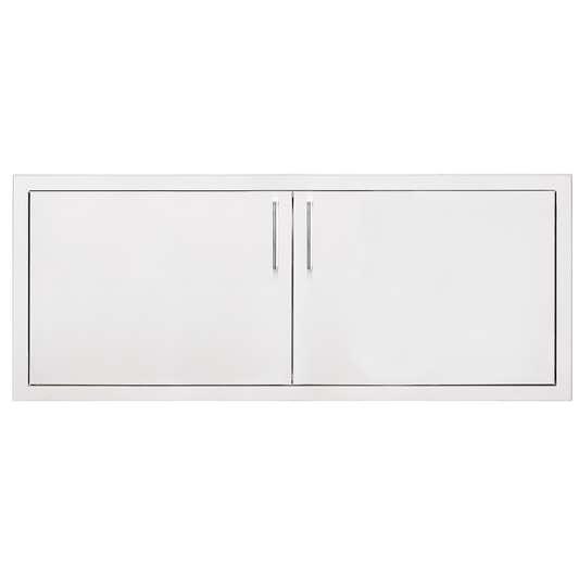 TrueFlame 42-inch stainless steel double access doors with vertical bar handles for outdoor kitchen island