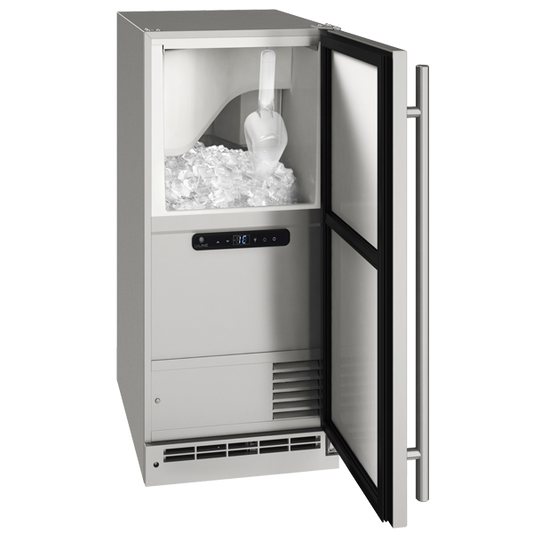 U-Line UOCP115 15-inch outdoor clear ice machine with drain pump, stainless steel