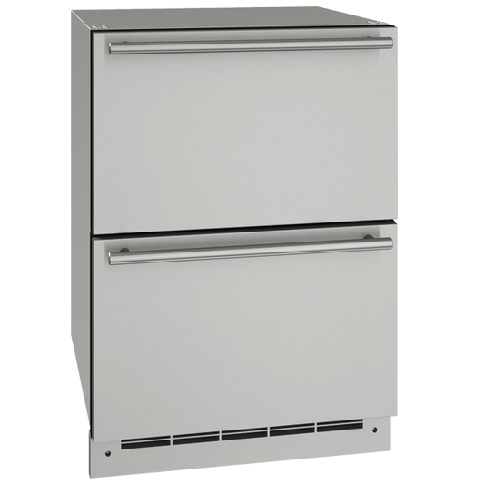 U-Line UODR124 24-inch outdoor refrigerator drawers, stainless steel