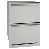 U-Line UODR124 24-inch outdoor refrigerator drawers, stainless steel
