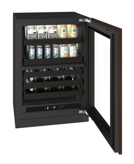U-Line URBD424 24-inch Seamless Collection dual-zone beverage center, panel ready glass door