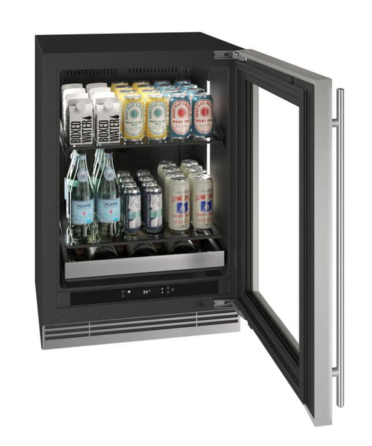 U-Line URBV324 24-inch Home Collection beverage center, stainless glass door
