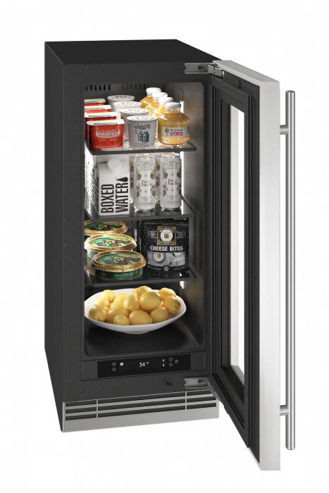 U-Line URRE315 15-inch Home Collection refrigerator, stainless glass door