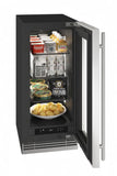 U-Line URRE315 15-inch Home Collection refrigerator, stainless glass door