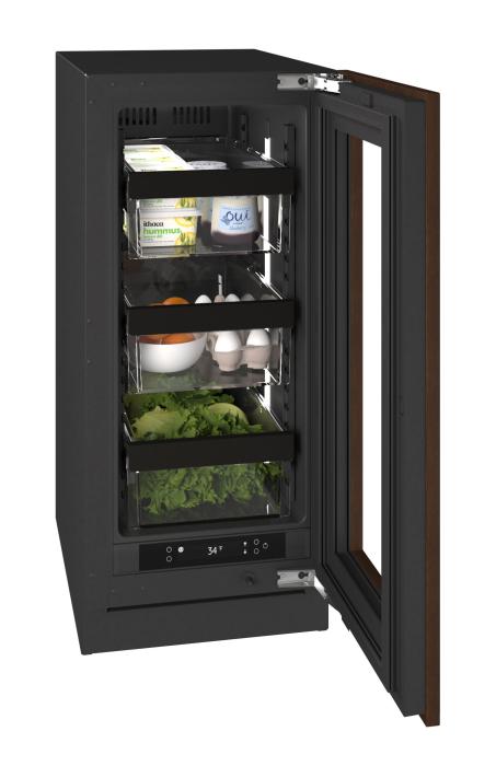 U-Line URRE415 15-inch Seamless Collection refrigerator, panel ready glass door