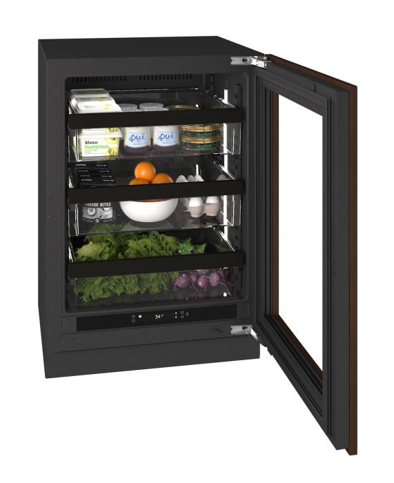 U-Line URRE424 24-inch Seamless Collection refrigerator, panel ready glass door