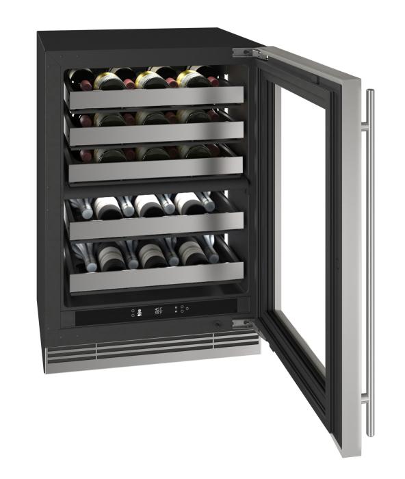 U-Line URWD324 24-inch Home Collection dual-zone wine refrigerator, stainless glass door