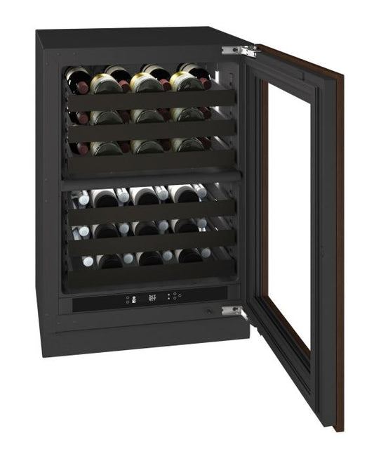 U-Line URWD424 24-inch Seamless Collection dual-zone wine refrigerator, panel ready glass door