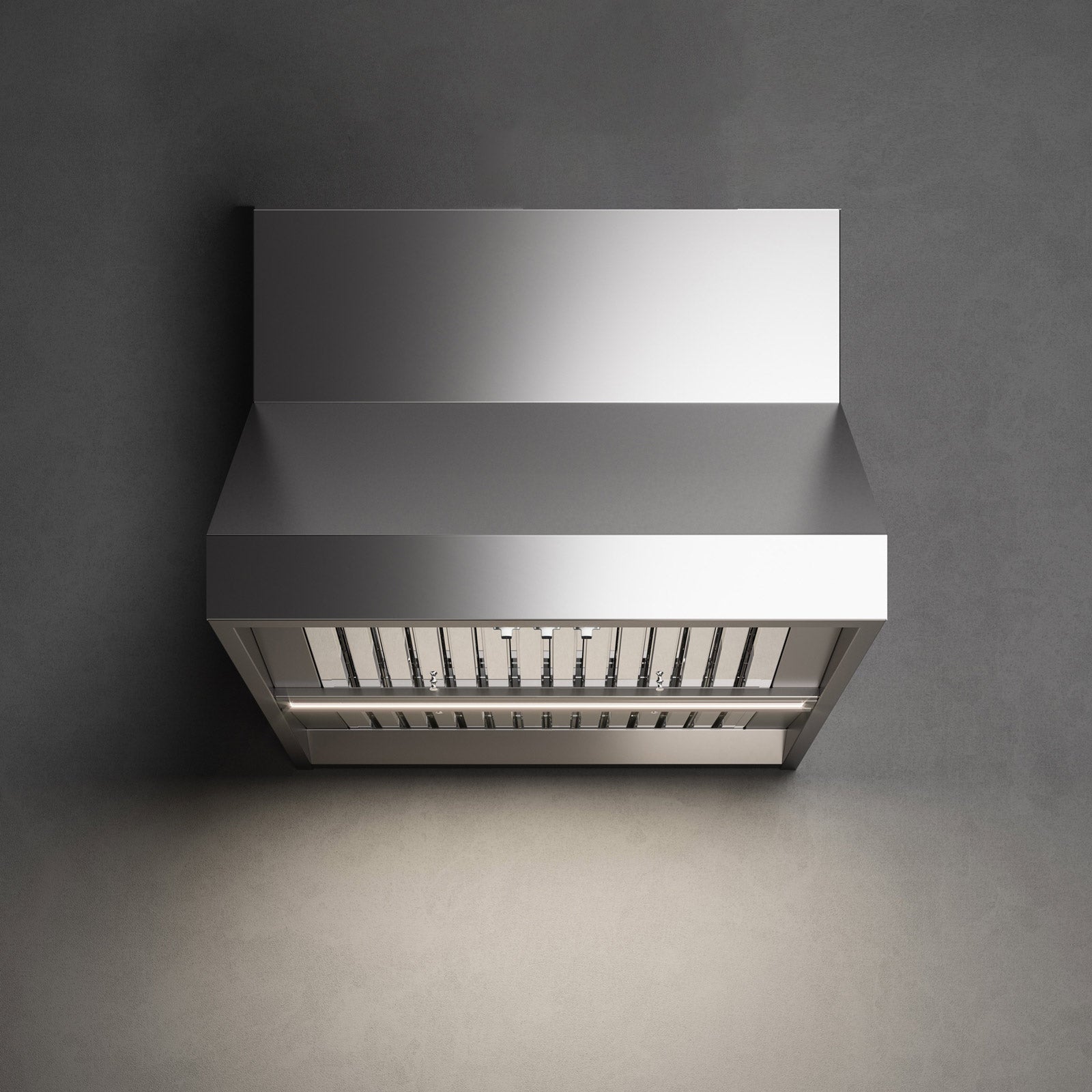 Falmec Zeus 36" Wall Mount Outdoor Hood, 1200 CFM - professional baffle filters ensuring efficient air purification in outdoor kitchens.