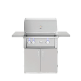 American Made Grills Alturi 30-inch freestanding cart gas grill on its stainless steel cart — alternate view