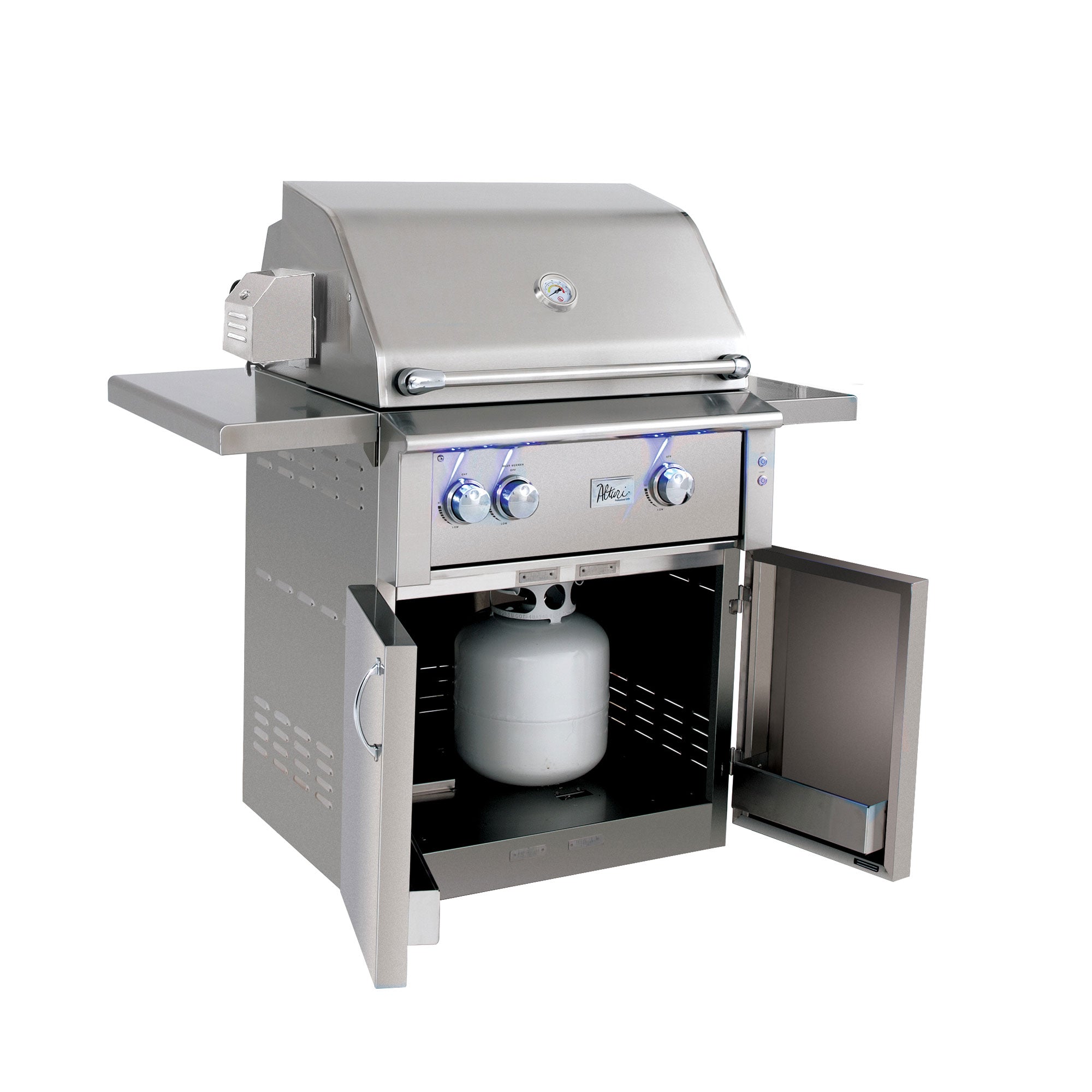 American Made Grills Alturi 30-inch grill cart — angled view of the freestanding configuration