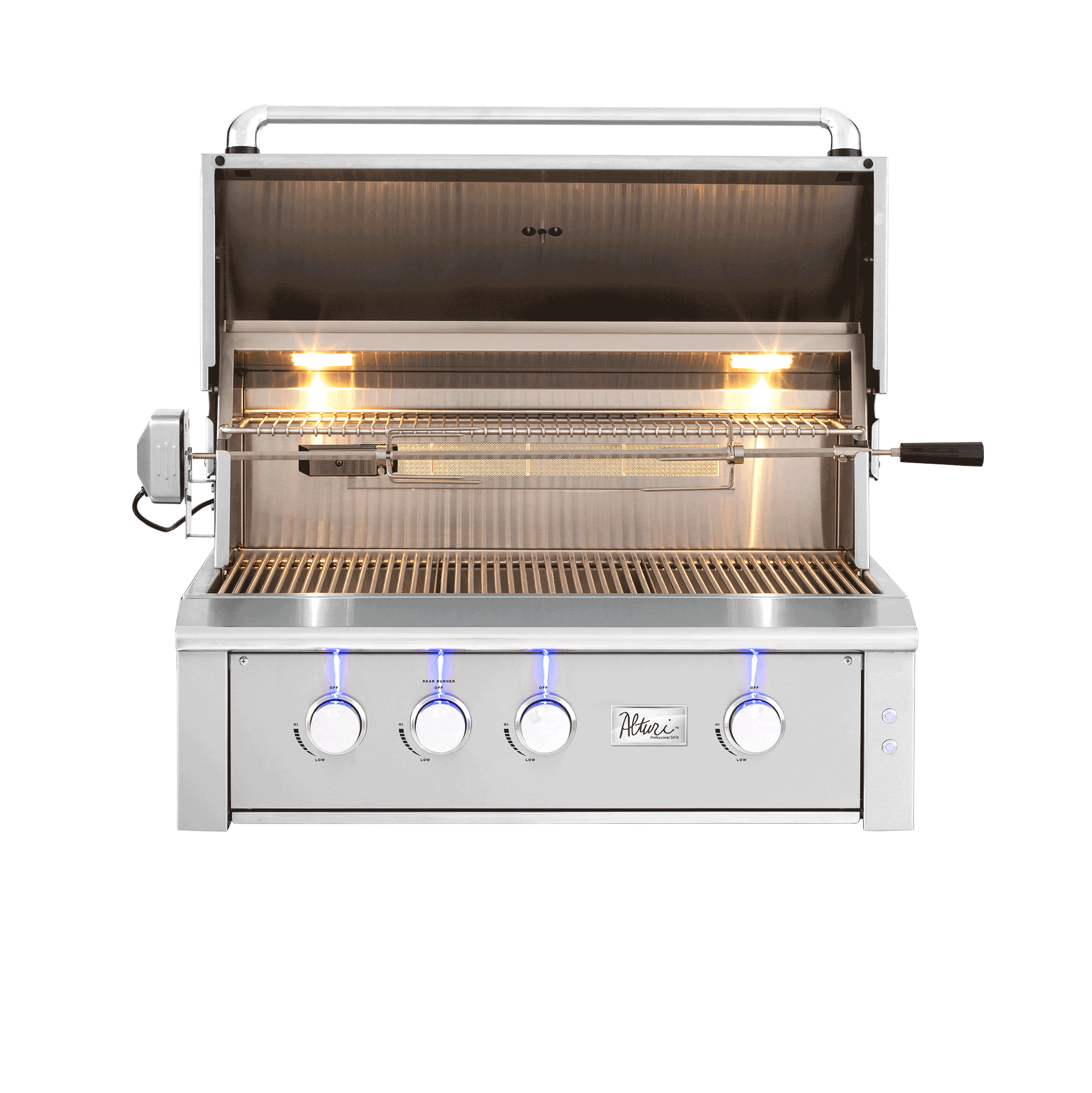 American Made Grills Alturi 36-inch built-in gas grill — with the hood open