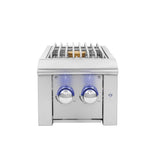 American Made Grills Alturi double side burner — front view with the lid open