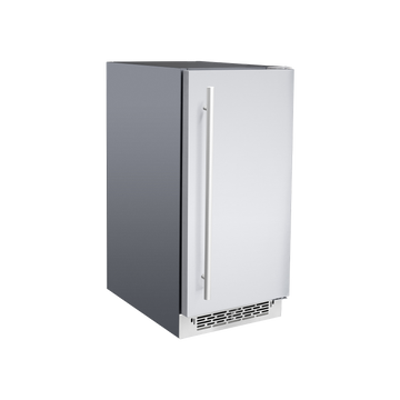 American Made Grills 15-inch stainless steel outdoor ice maker with solid door for built-in kitchen