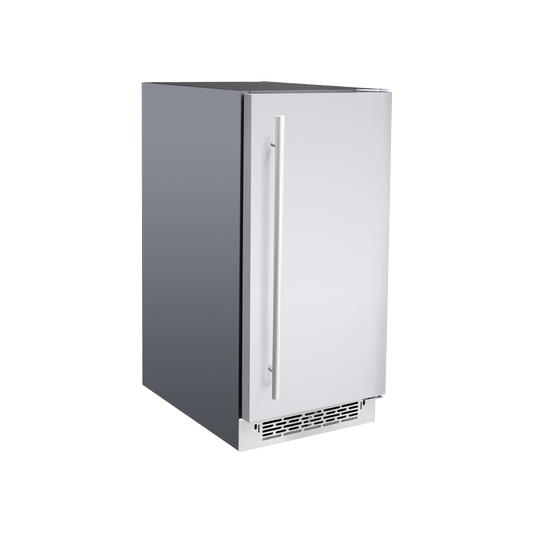 American Made Grills 15-inch stainless steel outdoor ice maker with solid door for built-in kitchen
