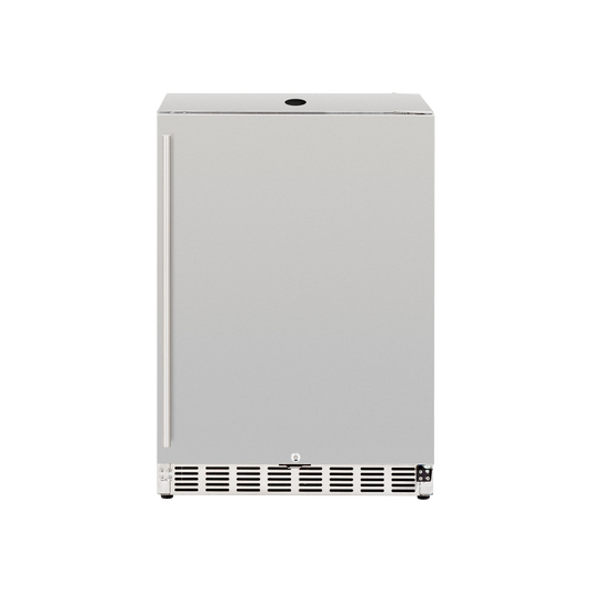 American Made Grills 24-inch stainless steel outdoor refrigerator with solid door for built-in kitchen