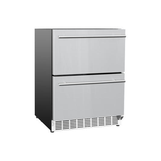 American Made Grills 24-inch stainless steel refrigerated double drawers for outdoor kitchen