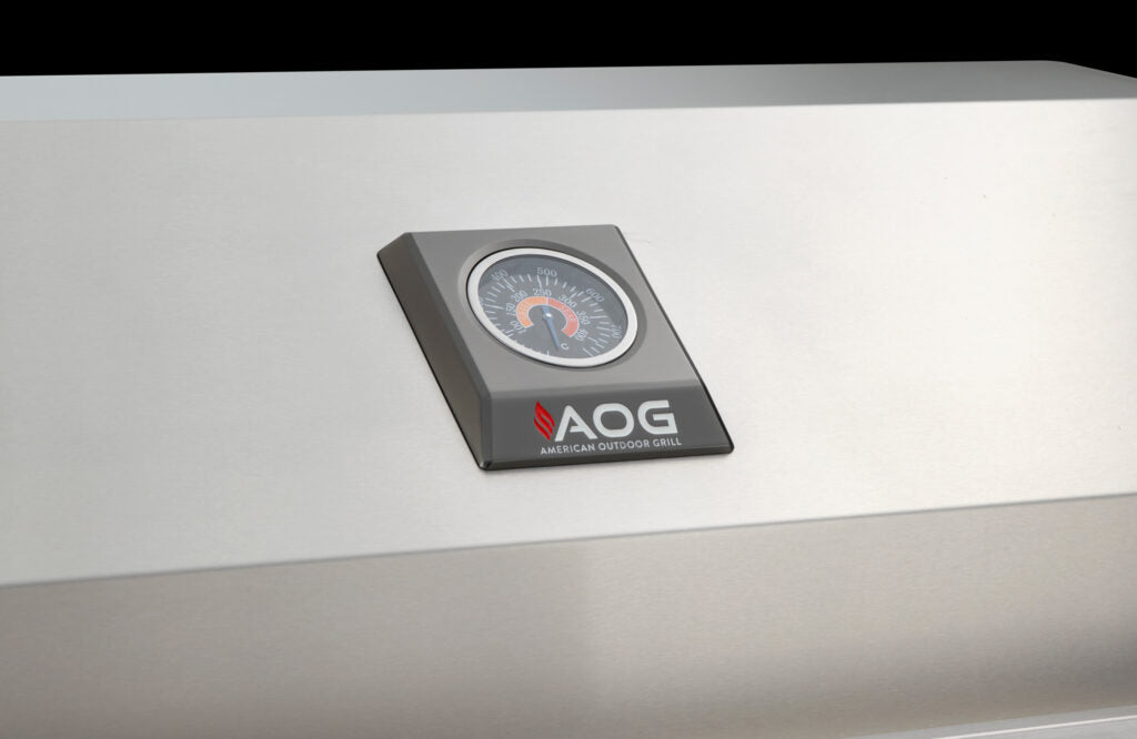 AOG built-in grill hood thermometer gauge with American Outdoor Grill logo