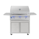 American Made Grills Atlas 36-inch grill cart — shown with an Atlas grill head fitted, hood closed