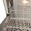 Angled interior view of Coyote C3C30 grill cooking grates with lights on