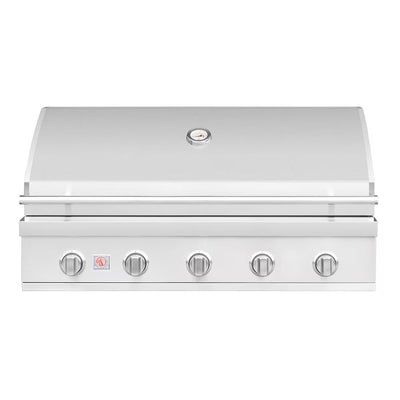 Summerset 5-burner built-in gas grill head with lid closed, on white background
