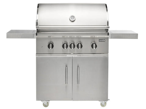 Coyote SL-Series 36" Freestanding Cart Grill C3SL36 - 5 Burners, 90,000 BTUs, 875 Sq In, 304 Stainless Steel