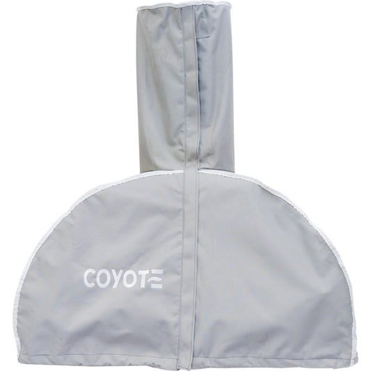 Coyote light gray smoker and grill cover with tall vent sleeve and white logo