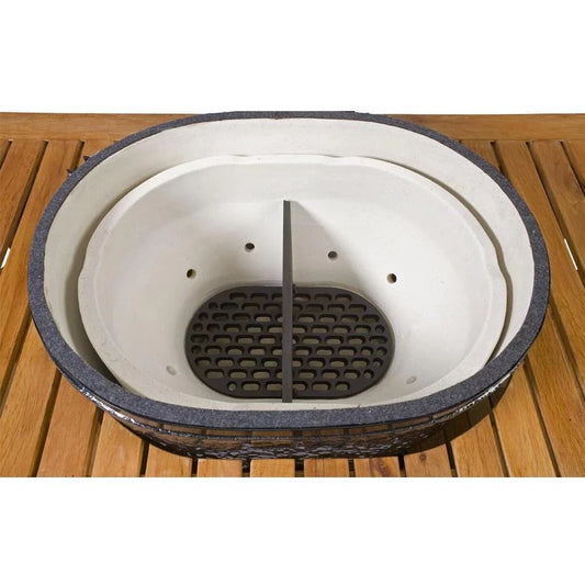 Primo cast iron firebox divider for Oval XX-Large ceramic grill, splits the charcoal bed for two-zone cooking