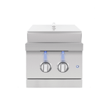 American Made Grills Encore double side burner — front view with the lid closed
