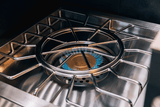 American Made Grills Encore power burner — dual-ring burner lit